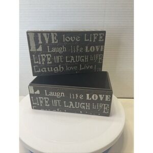 Inspirational Distressed Wooden Box W/Lid‎  Live Love Laugh Life Quote